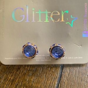New Gold & Blue Stud Earrings